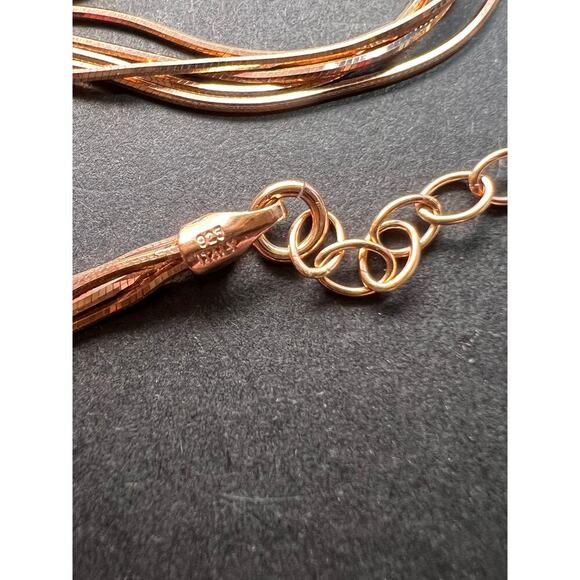 NEW Italian rose gold over sterling silver multi row chain necklace-18 inch - Picture 2 of 11